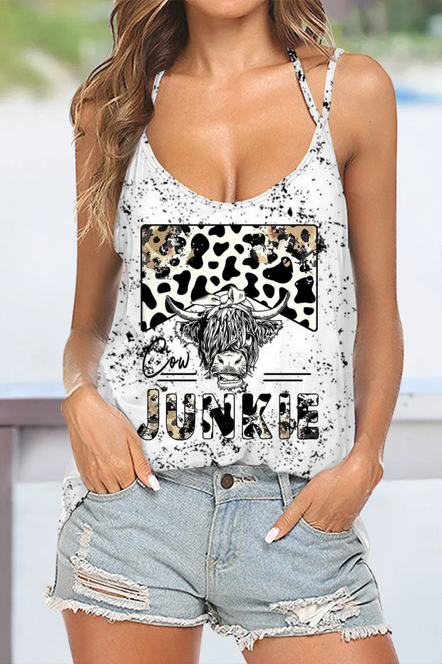 Cow Junkie Print Halter Top