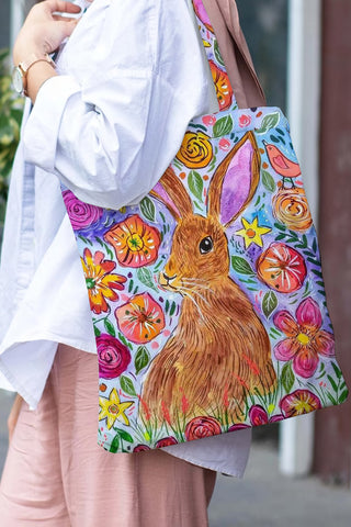 Happy Easter Day Rabbit Abstract Art Paintings Tote Bag