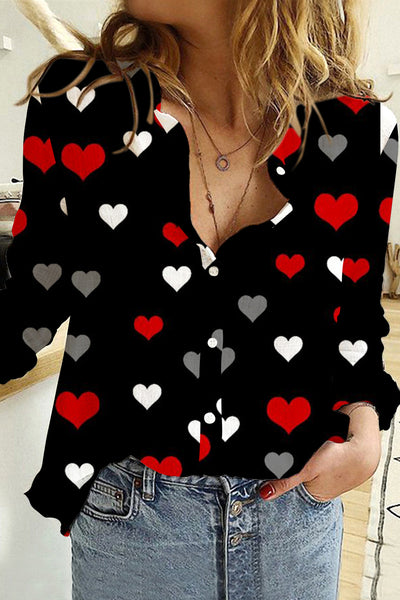 Love Heart Pattern Love Long Sleeve Shirt