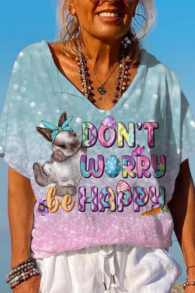 Don't Worry Be Happy Easter Dolman Sleeves Tee
