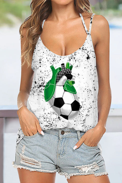 Soccer Heart Print Halter Top