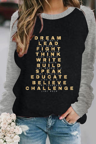 Dream Lead Fight Think Write Black Woman Sweatshirt