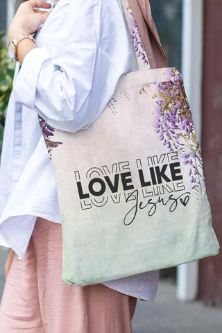 Love Like Jesus Floral Christian Tote Bag