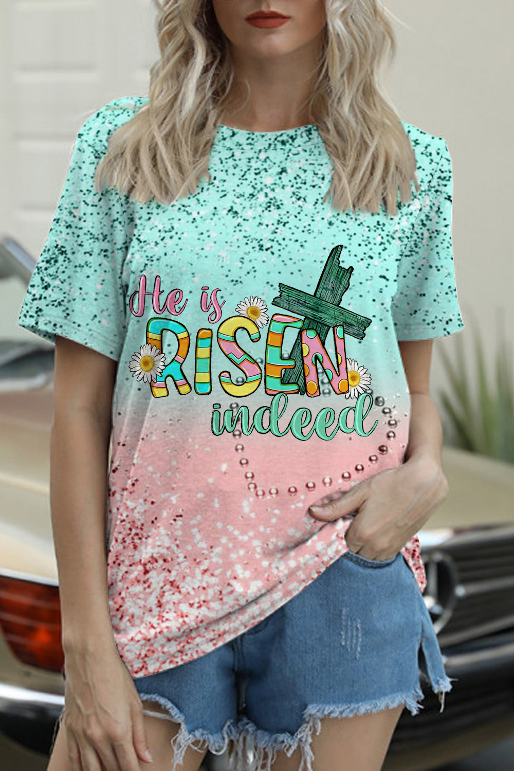 He Is Risen Indeed Easter Day Round Neck T-shirt