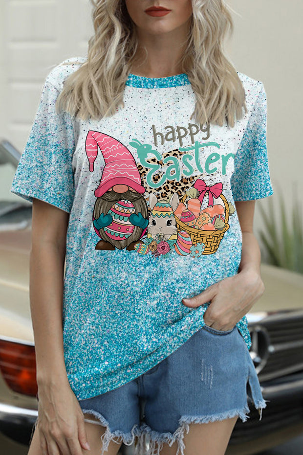 Happy Easter Gnomies Bunny Eggs Round Neck T-shirt