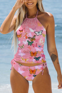 Butterflies Pink Halter Swimsuit