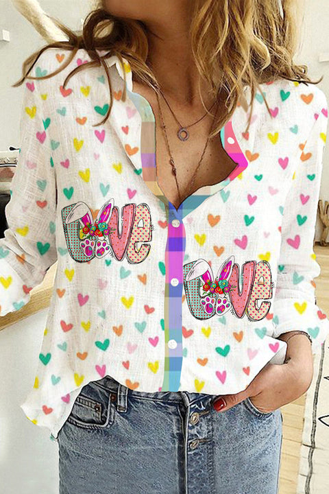 Happy Easter Day Love Bunnies Plaid Long Sleeve Shirt