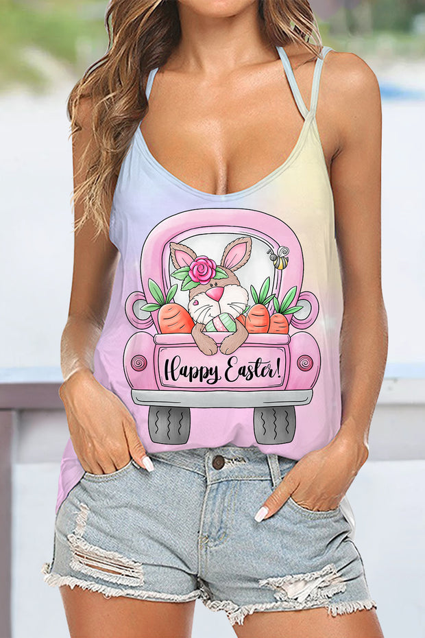 Happy Easter Bunny Carrot Trucks Halter Top