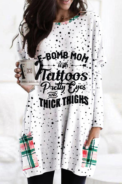 F-bomb Mom Plaid Tunic with Pockets