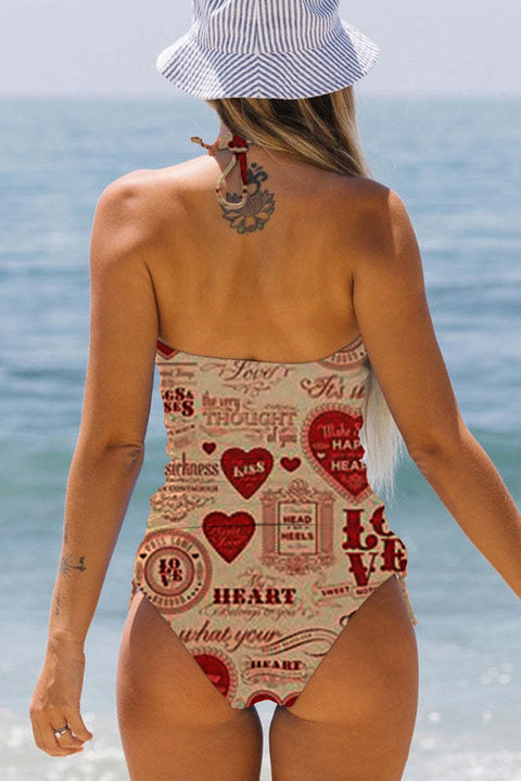 Happy Valentine's Day Retro Bikini Swimsuit