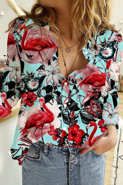 Spring/Summer Flamingos Long Sleeve Shirt