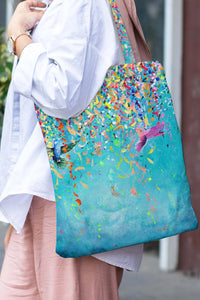 Casual Spring/Summer Floral Birds Abstract Paintings Tote Bag