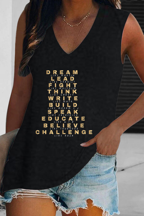 Dream Lead Fight Think Write Black Woman Tank Top