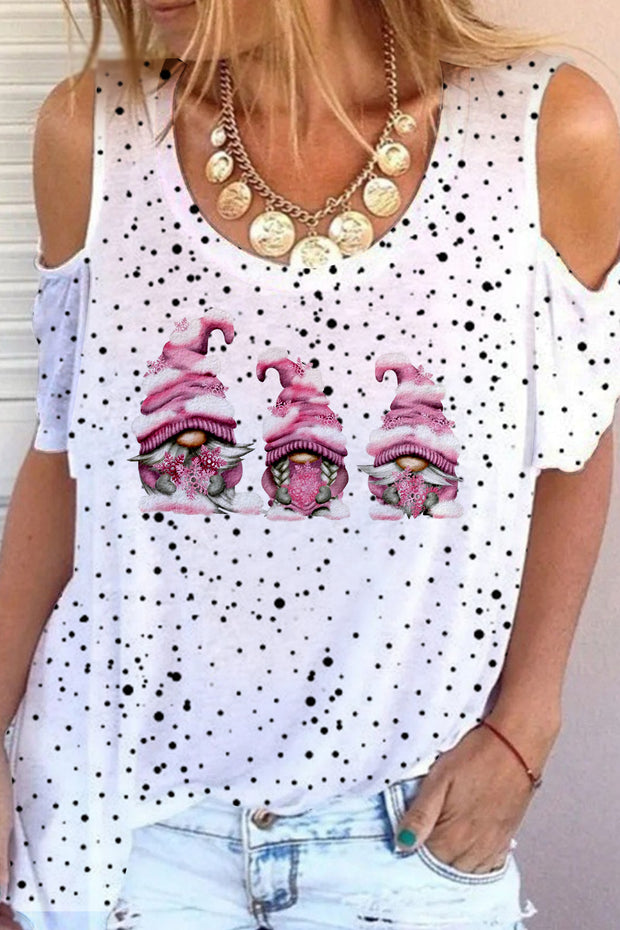 Polka Dots Gnomes Cold Shoulder T-shirt