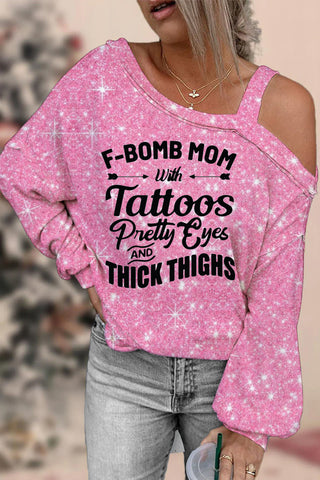 F-Bomb Mom Pink Glitter Bluse