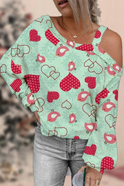 Love Heart Off-shoulder Blouse