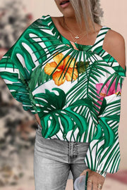 Spring/Summer Plant Off-shoulder Blouse