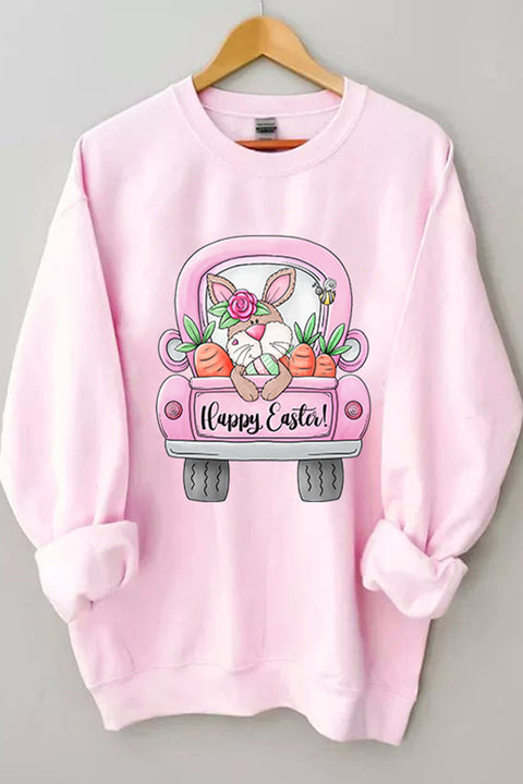 Happy Easter Day Love Bunnies Tructor Print Sweatshirt