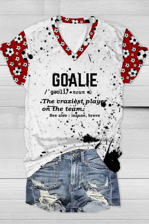 Goalie Goal Print V Neck T-shirt