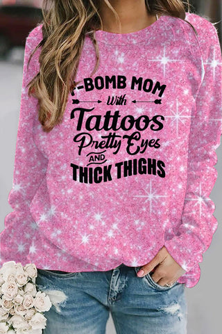 F-Bombe Mom Pink Glitter Sweatshirt