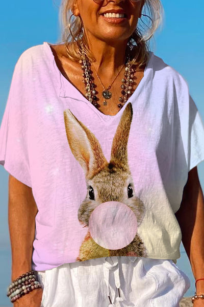 Bubble Gum Bunny Happy Easter Day Dolman Sleeves Tee