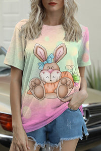 Happy Easter Day Bunny Carrot Round Neck T-shirt