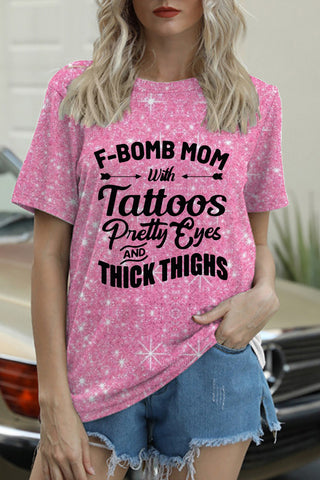 F-Bombe Mom Pink Glitter T-Shirt