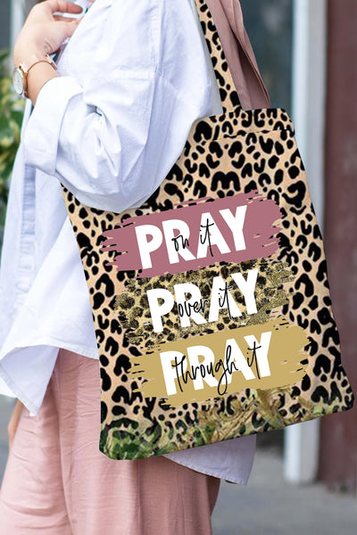 Pray On It Pray Over It Pray Through It Leopard Tote Bag