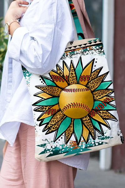 Western Sunflower Softball Aztec Horse Tote Bag