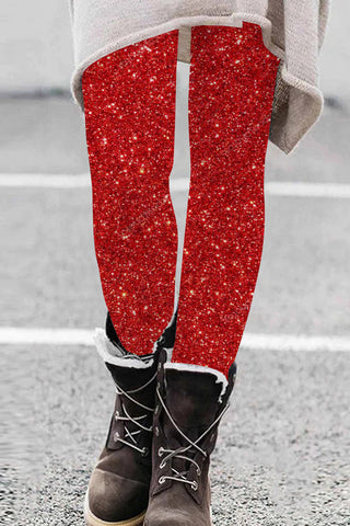 Red Glitter Leggings