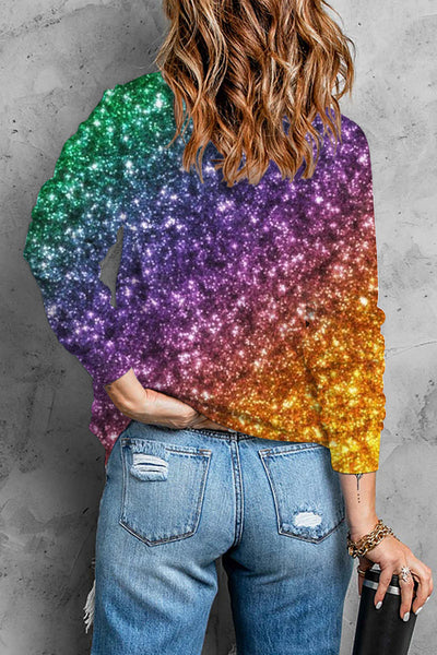Pour Me Something Mister Mardi Gras Glitter Multicolor Printed Sweatshirt