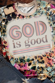 God Is Good Leopard Christian Round Neck Short Sleeve T-shirt