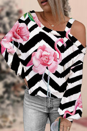 Spring/Summer Pink Flamingos Off-shoulder Blouse