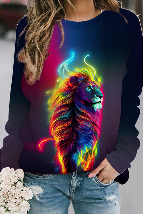 Lion Abstract Print Sweatshirt