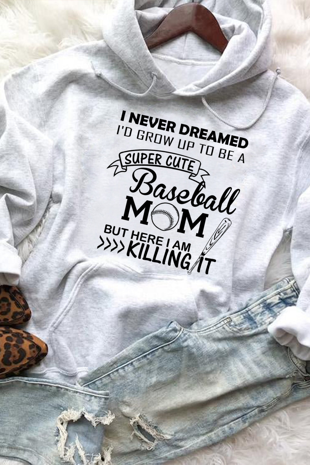 Super Cute Baseball Mom Long Sleeve Hoodie