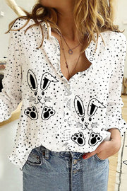 Happy Easter Day Bunnies Eggs Polka Long Sleeve Shirt