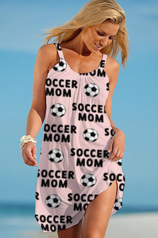 Cute Soccer Rock Print Sleeveless Dress