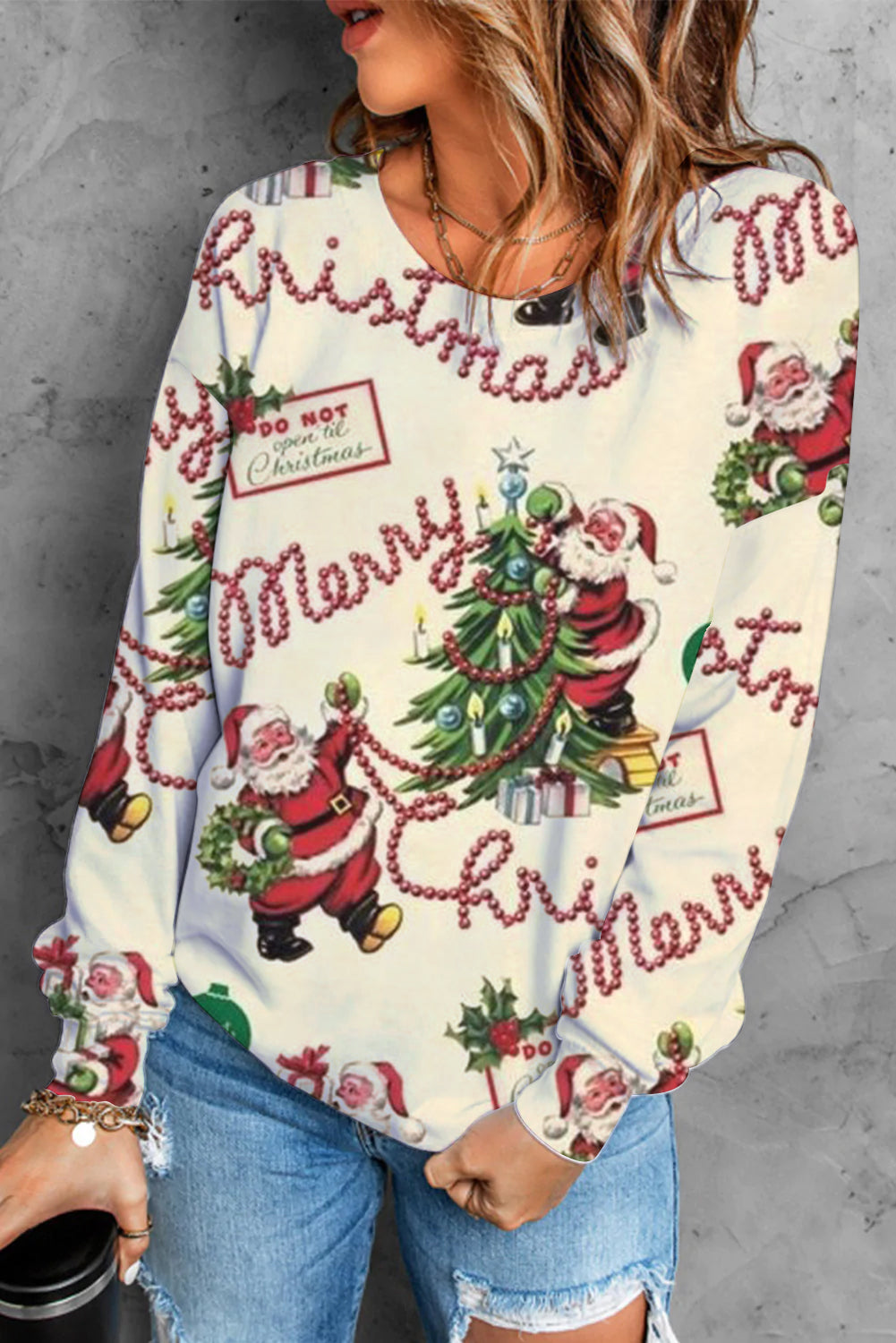 Christmas Tree And Santa Claus Sweatshirt
