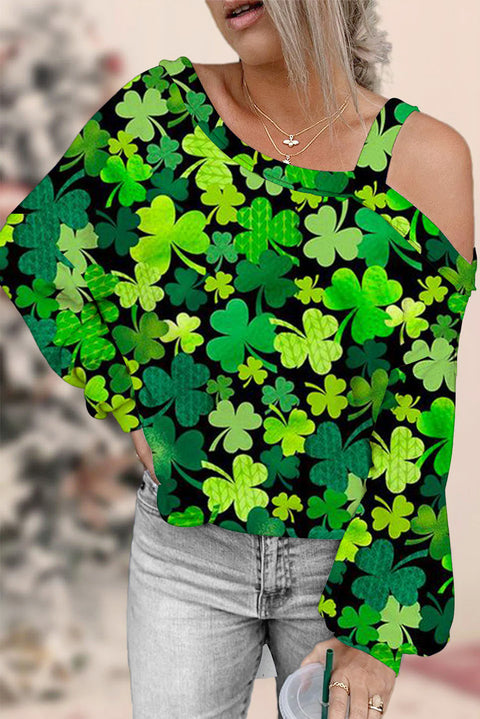 St. Patrick's Day Off-shoulder Blouse