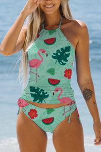 Flamingos Flowers And Plant Pattern Bikini Swimsuit