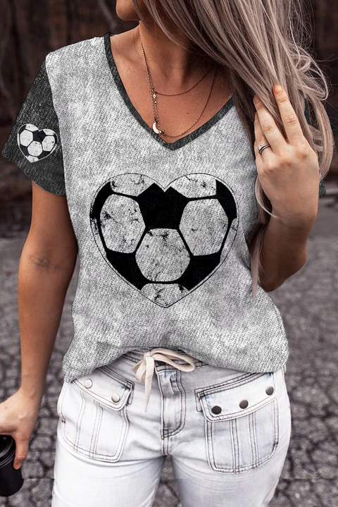 Game Day Retro Love Heart Soccer Print T-shirt