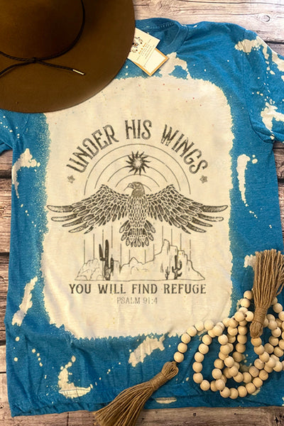 Under His Wings You Will Find Refuge Christian Round Neck Short Sleeve T-shirt