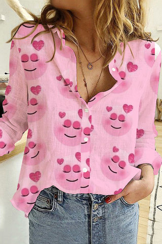 Valentine's Day Smile Face Love Long Sleeve Shirt