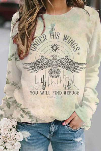 Under His Wings You Will Find Refuge Christian Print Sweatshirt