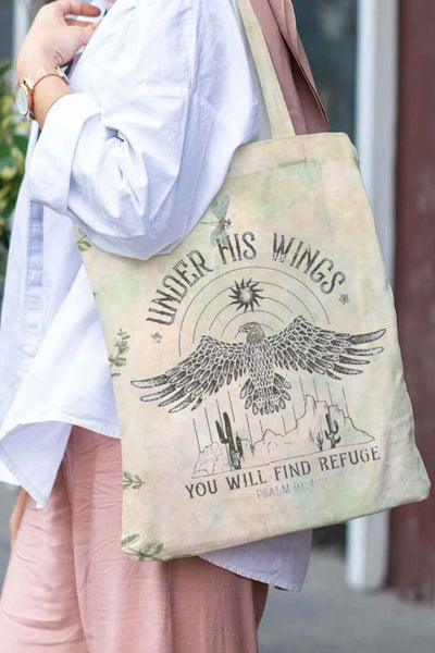 Under His Wings You Will Find Refuge Christian Paintings Tote Bag