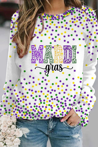 Mardi Gras Polka Colored Dots Sweatshirt