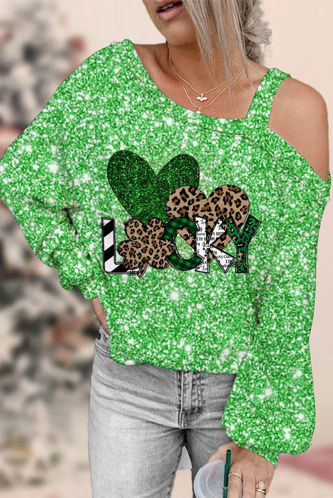 St. Patrick's Day Off-shoulder Blouse