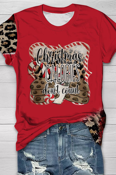 Christmas Calories Don't Count Leopard Red T-shirt