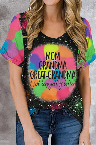 Mom Grandma Great-Grandma Tie Dye Print T-Shirt