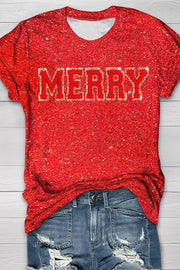 Chenille Patch Merry Christmas T-Shirt